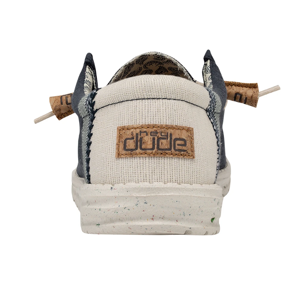 Hey Dude Men's Wally Linen Natural Navy Shoes 110792568 - Image 6