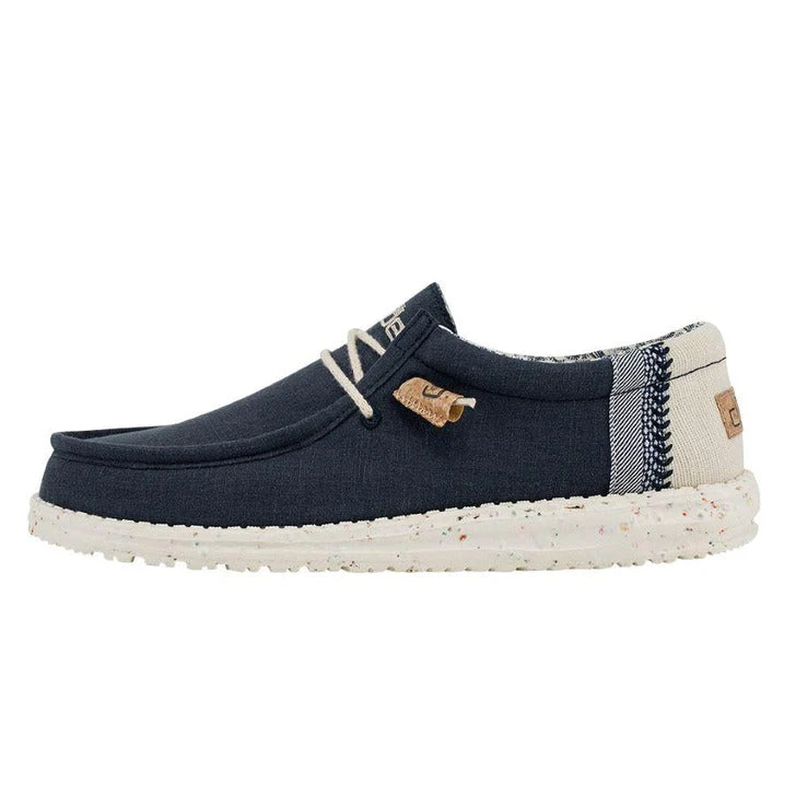 Hey Dude Men's Wally Linen Natural Navy Shoes 110792568 - Image 5