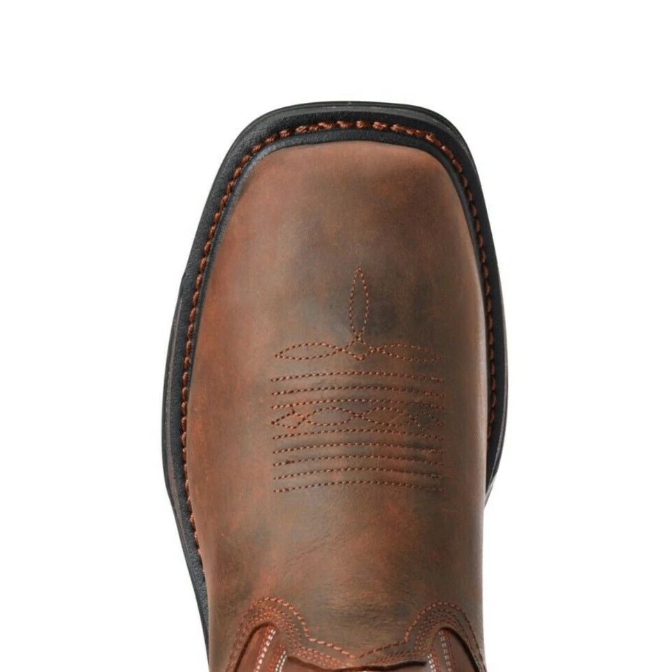 AriatĀ® Men's Big Rig H2O Distressed Brown Work Boots 10033991 - Image 3