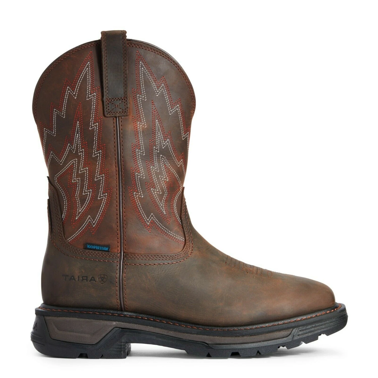 AriatĀ® Men's Big Rig H2O Distressed Brown Work Boots 10033991 - Image 4