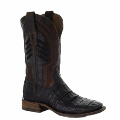 Corral Boots Corral Men's Oil Brown Caiman Embroidered Square Toe Boots A3878
