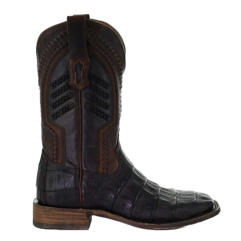 Corral Boots Corral Men's Oil Brown Caiman Embroidered Square Toe Boots A3878 - Image 2