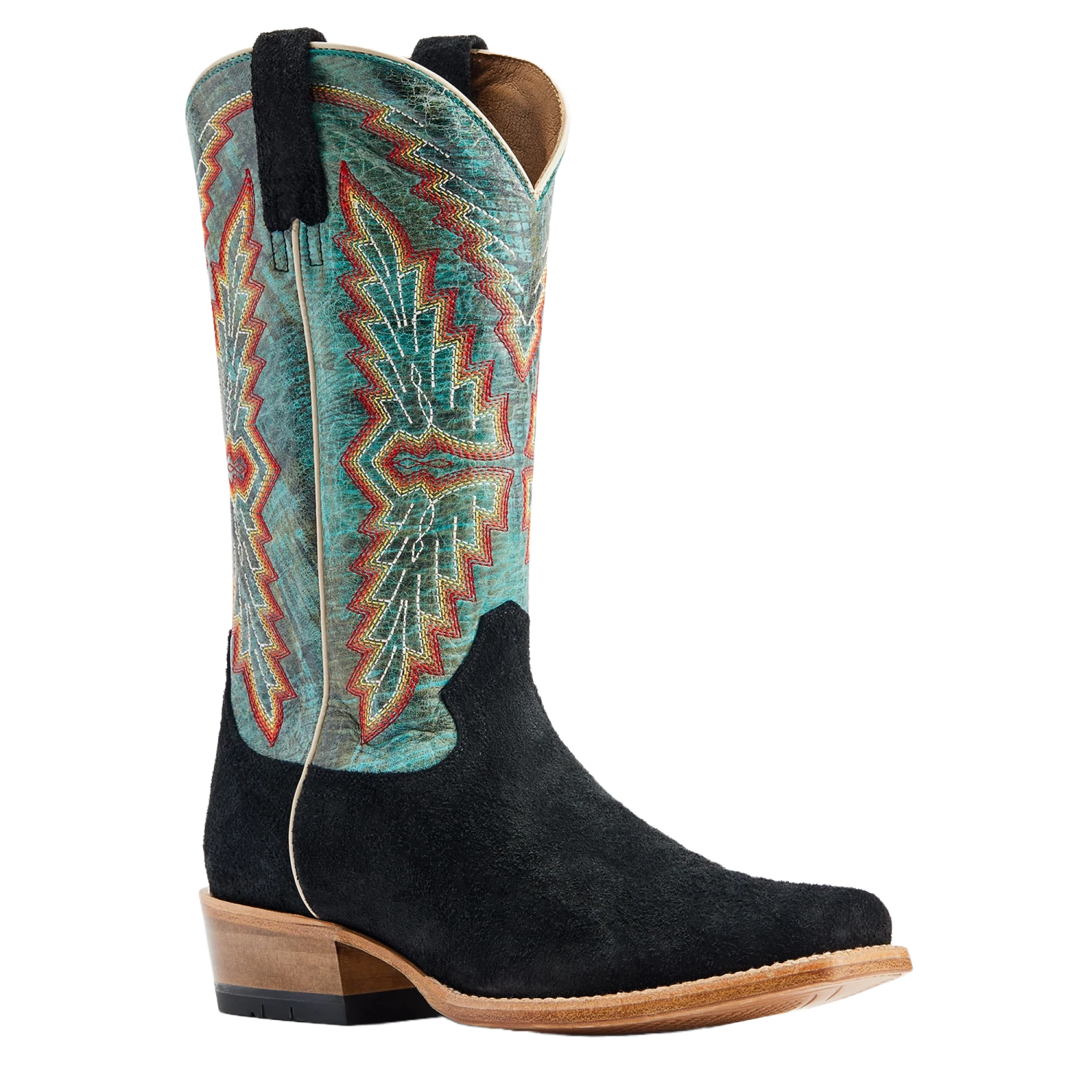Ariat® Men's Futurity Showman Black Roughout & Roaring Turquoise Western Boots 10044498