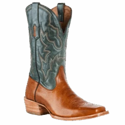 Corral Boots Corral® Men's Embroidered Honey Brown & Green Square Toe Boots A4224