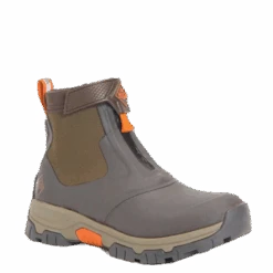 Muck Boot Company Muck Men's Apex Mid Zip Dark Brown & Orange Rubber Boots AXMZ-907-BRN