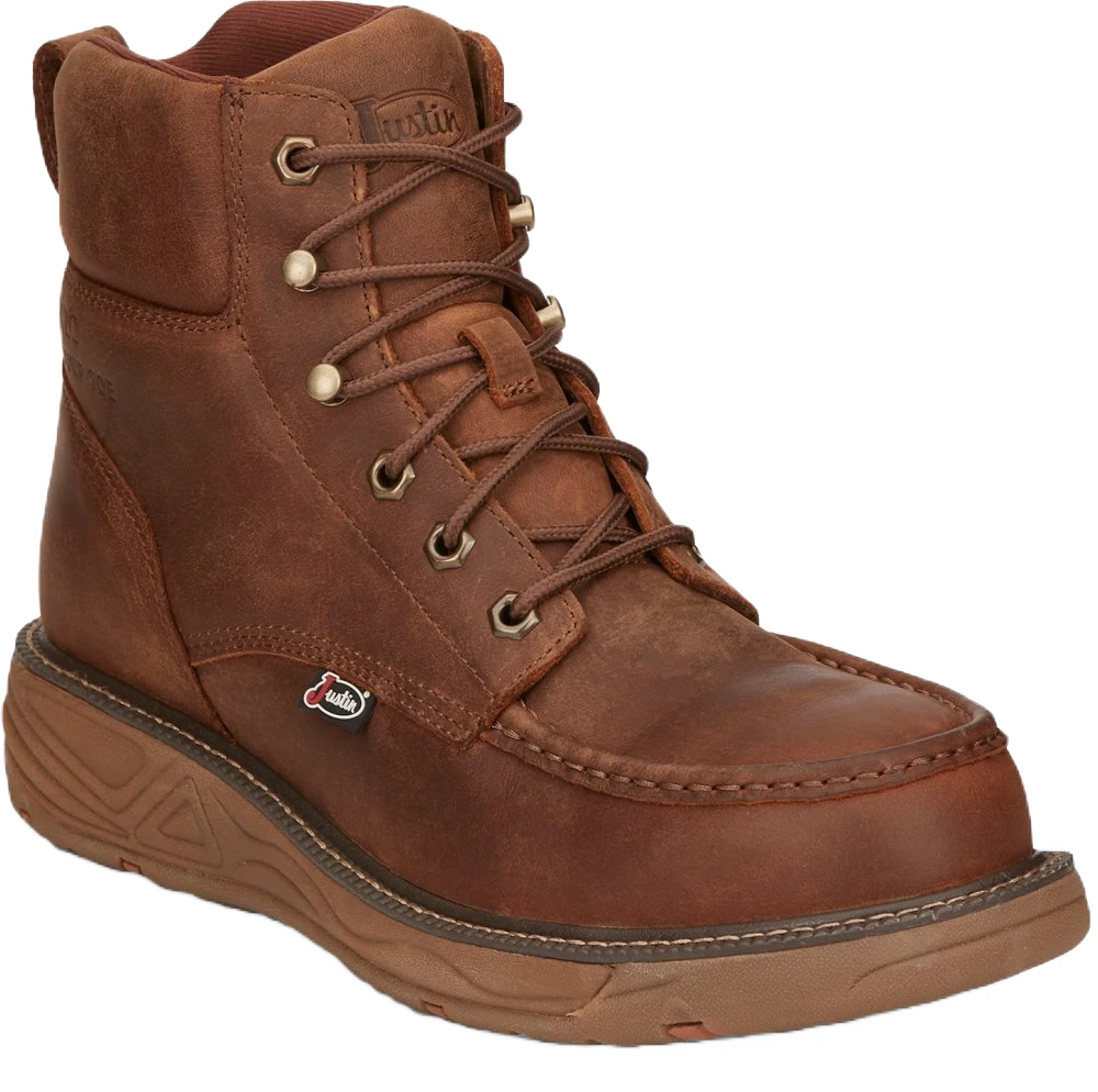 Justin Men's Rush Nano Brown Composite Toe Waterproof Lace Up Shoes SE471