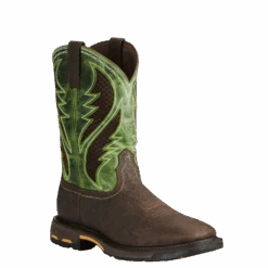 Ariat® Men's WorkHog Wide Square Toe Brown & Green Work Boots 10020083