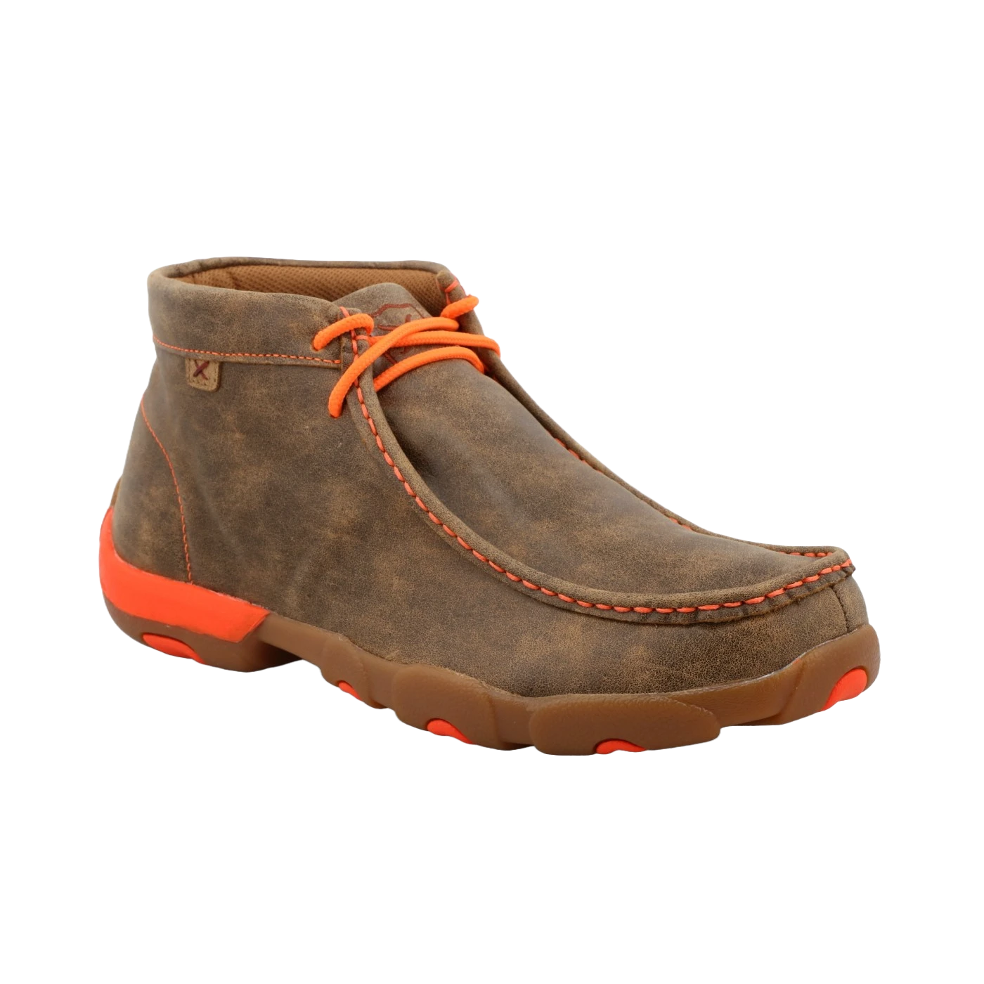Twisted X Men's Neon Orange Brown Bomber Driving Mocs MDM0019