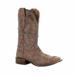 Corral Boots Corral® Men's Brown Woven Barbed Wire Design Square Toe Boots A3532