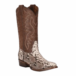 Circle G Men's Python Embroidered Brown Round Toe Boots L5830