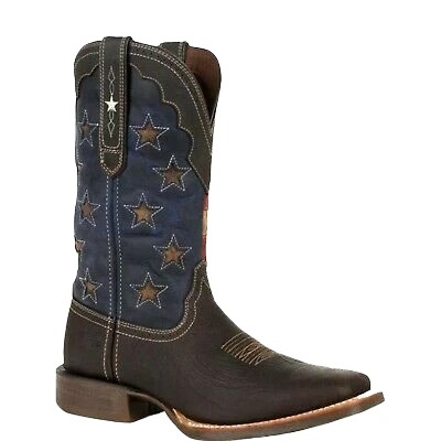 Durango Mens Dark Chestnut & Vintage Flag Square Toe Boots DDB0303