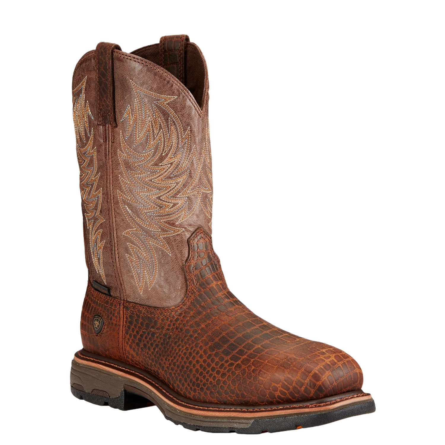 AriatĀ® Men's WorkHog Brown Croco Print Composite Toe Boots 10017416