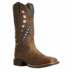AriatĀ® Men's Quickdraw VentTEKĀ® Brown Patriotic Flag Boots 10027165